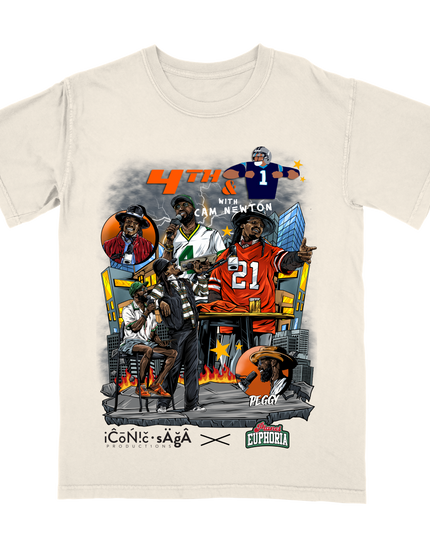 4th And 1 With Cam Newton Off-White Tee