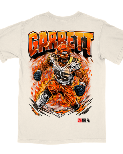 Myles Garrett Cleveland Browns graphic tee V2 by Planet Euphoria in white, back view.