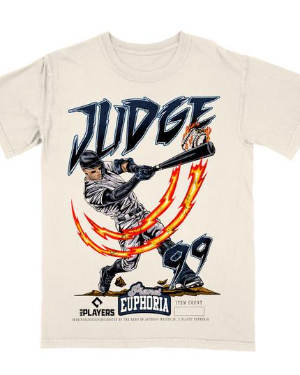 Aaron Judge New York MLBPA graphic tee (V4) by Planet Euphoria in off-white, front view.