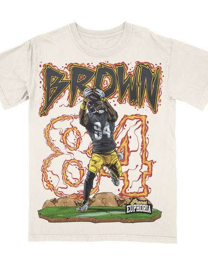 Planet Euphoria Antonio Brown football graphic tee in off-white.