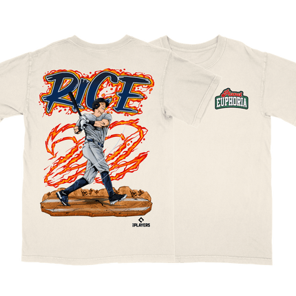 Ben Rice New York Yankees #22 graphic t-shirt by Planet Euphoria in off-white, front and back view