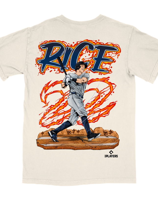 Ben Rice New York Yankees baseball graphic t-shirt by Planet Euphoria n off-white, back view.