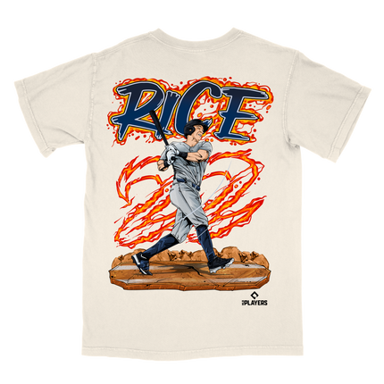 Ben Rice New York Yankees baseball graphic t-shirt from Planet Euphoria, off-white shirt, back view.