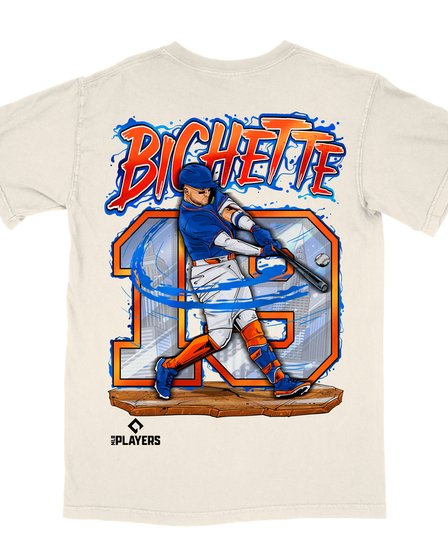 Bo Bichette Mets MLB player graphic tee by Planet Euphoria in off-white, back view.