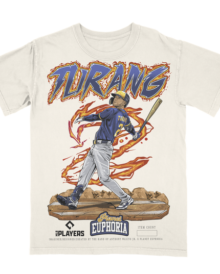 Brice Turang Brewers baseball graphic tee by Planet Euphoria in off-white, front view.
