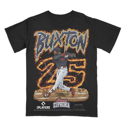 Byron Buxton Minnesota Twins baseball graphic t-shirt from Planet Euphoria in black, front view