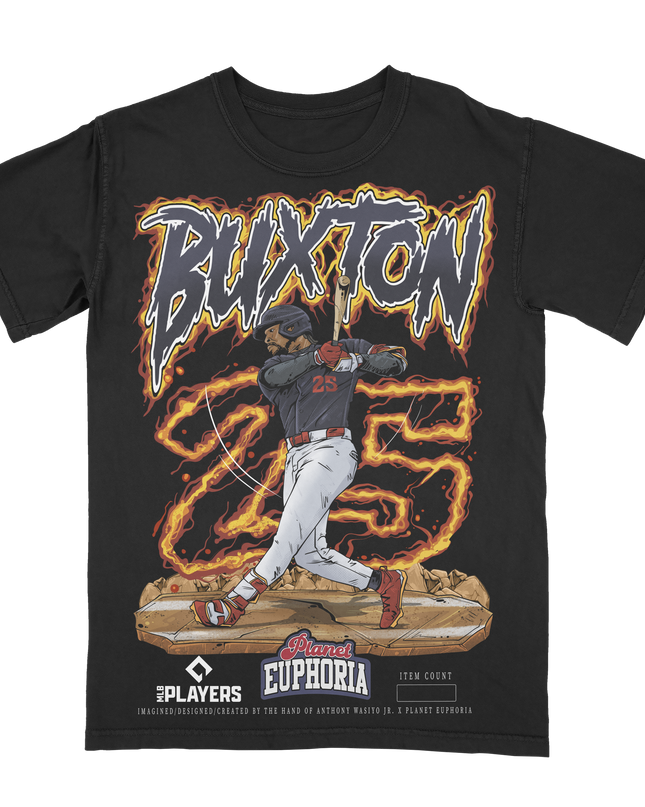 Byron Buxton Minnesota Twins baseball graphic t-shirt from Planet Euphoria in black, front view