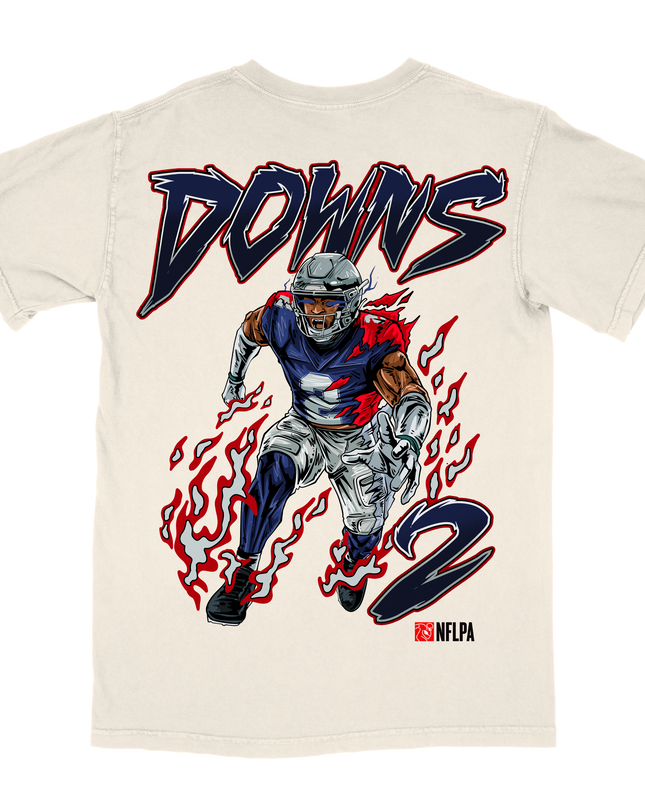 Caleb Downs graphic t-shirt by Planet Euphoria in white, back view.