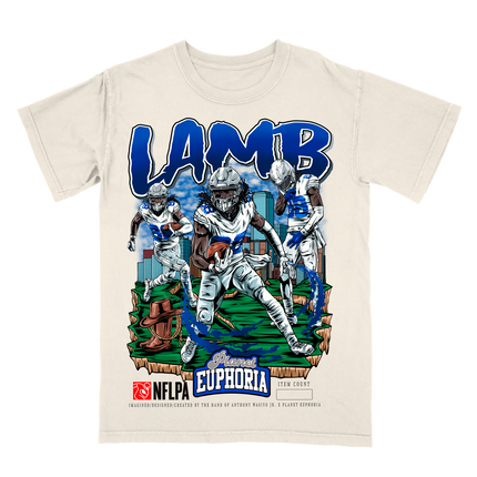 Cee Dee Lamb Dallas NFL Player graphic tee V2 by Planet Euphoria in off-white, front view.
