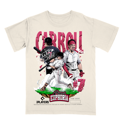 Corbin Carroll Arizona MLB Player graphic tee by Planet Euphoria in off-white, front view.