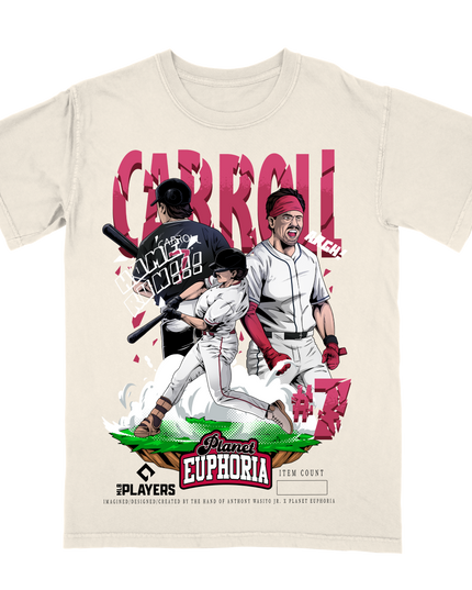 Corbin Carroll Arizona MLB Player graphic tee by Planet Euphoria in off-white, front view.