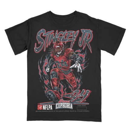 Derek Stingley Jr Houston football graphic t-shirt from Planet Euphoria, black shirt, front view