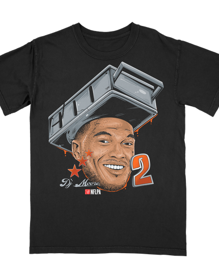 DJ Moore Cheese Grater NFL Player graphic tee by Planet Euphoria in black, front view.