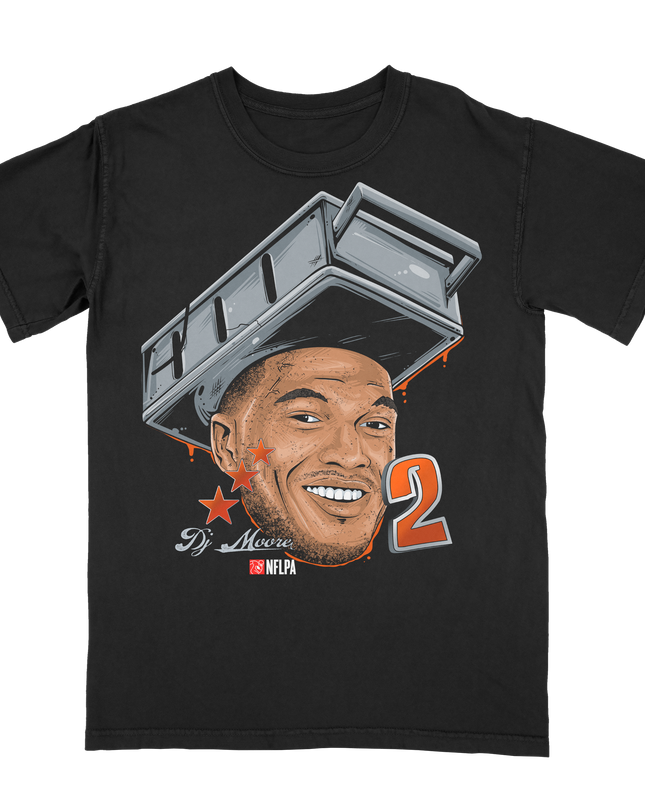 DJ Moore Cheese Grater NFL Player graphic tee by Planet Euphoria in black, front view.