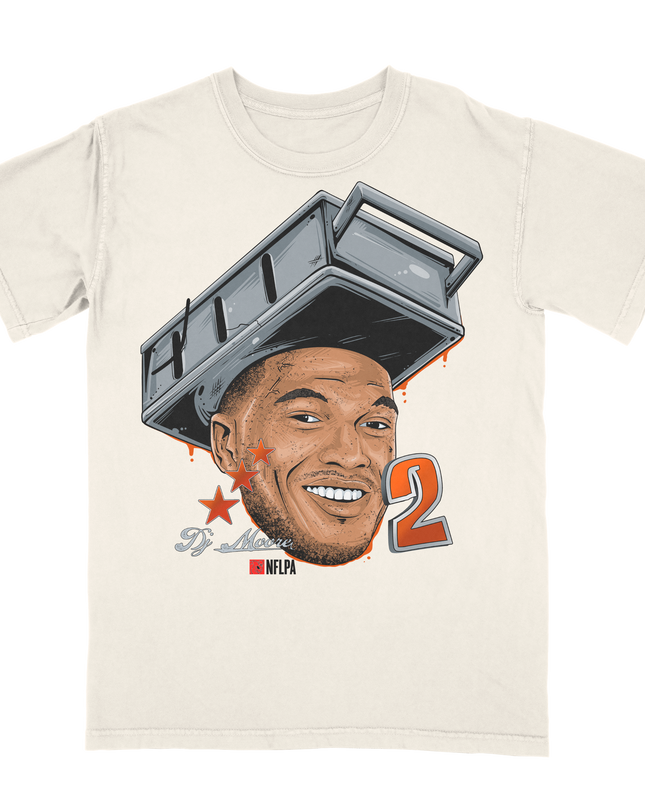 DJ Moore Fat Head Cheese Grater NFL Player graphic tee by Planet Euphoria in off-white, front view.