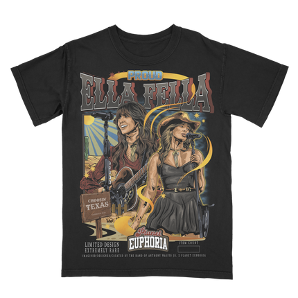 Ella Langley 'Proud ELLA FELLA' country music superstar graphic t-shirt by Planet Euphoria in black, front view.
