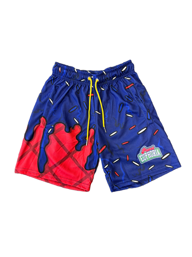 Dark Blue Ice Cream Red Waffle Cone Shorts