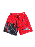 Red Ice Cream Black Waffle Cone Shorts