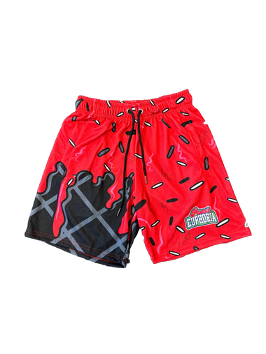 Red Ice Cream Black Waffle Cone Shorts