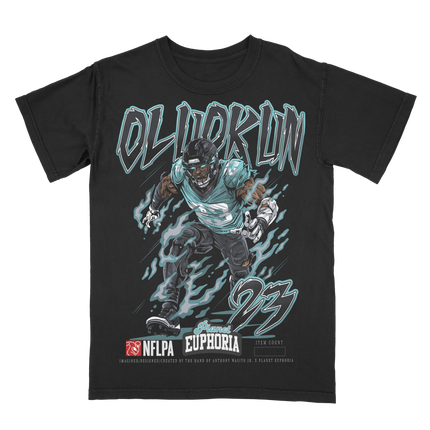 Foyesade Oluokun Jacksonville NFLPA graphic t-shirt by Planet Euphoria in black, front view.