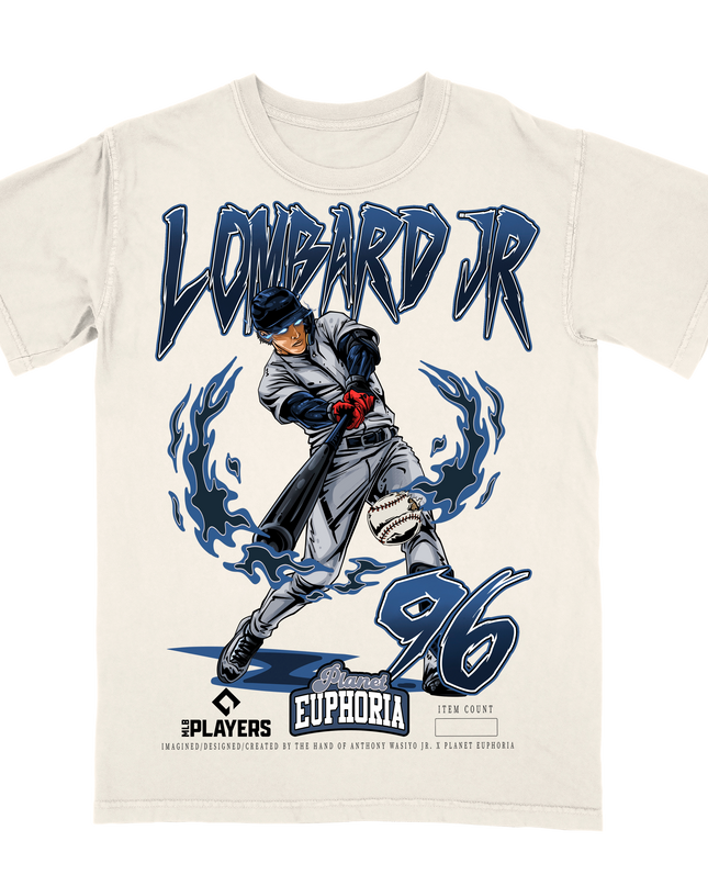George Lombard Jr New York Yankees MLBPA graphic t-shirt by Planet Euphoria in ivory, front view.