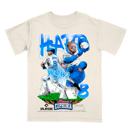 Ian Happ Chicago Cubs MLB Player graphic tee by Planet Euphoria in off-white, front view.