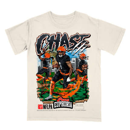 Ja'Marr Chase Bengals NFL Player graphic tee by Planet Euphoria in off-white, front view.