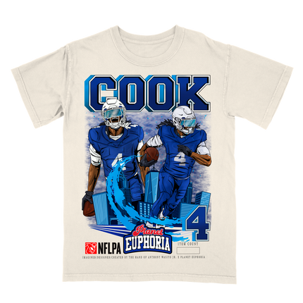 Joey Bosa Buffalo NFL Player graphic tee by Planet Euphoria in off-white, front view.