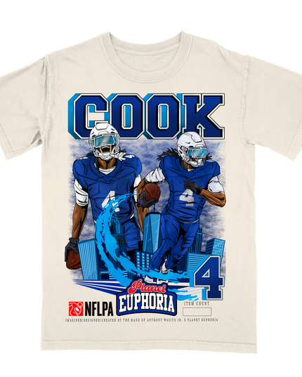 Joey Bosa Buffalo NFL Player graphic tee by Planet Euphoria in off-white, front view.