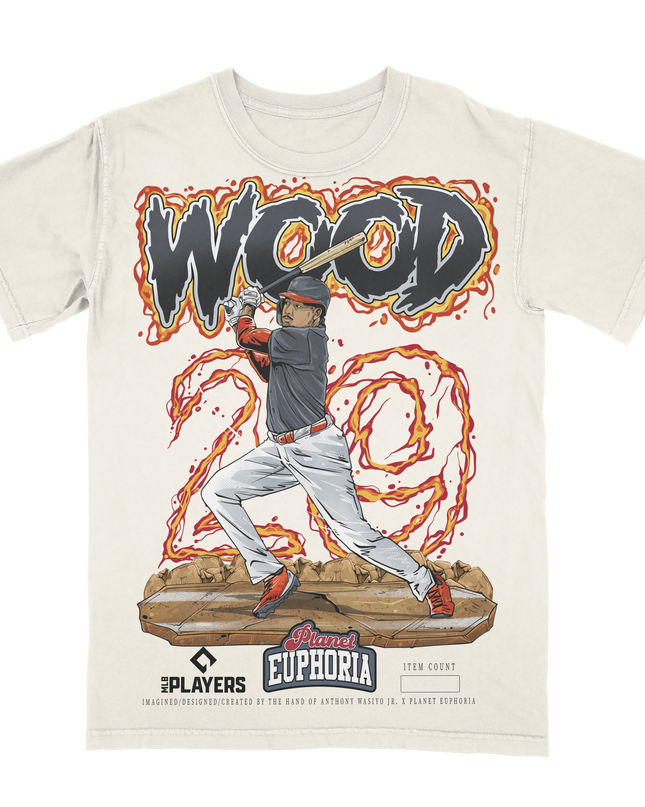 James Wood #29 Washington Nationals baseball graphic t-shirt from Planet Euphoria, off-white shirt, front view