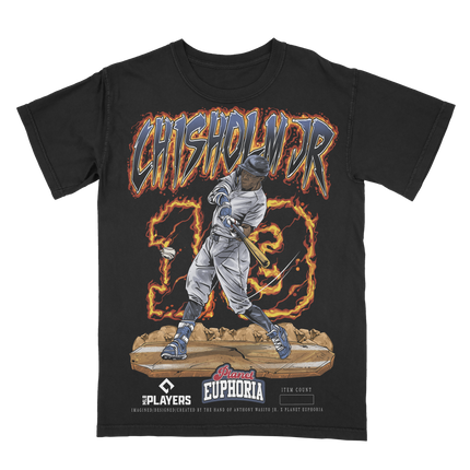 Jazz Chisholm JR #13 baseball graphic tee by Planet Euphoria in black, front view.
