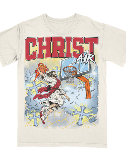 Planet Euphoria Jesus Christ Air basketball graphic tee in off-white.