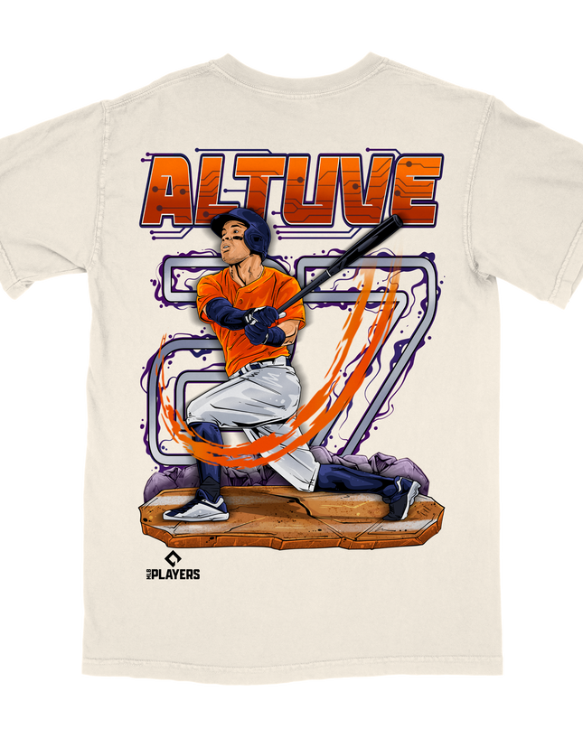 Jose Altuve Houston MLB graphic tee by Planet Euphoria in off-white, back view.