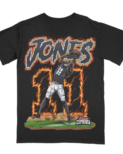 Planet Euphoria Julio Jones football graphic tee in black, front view.