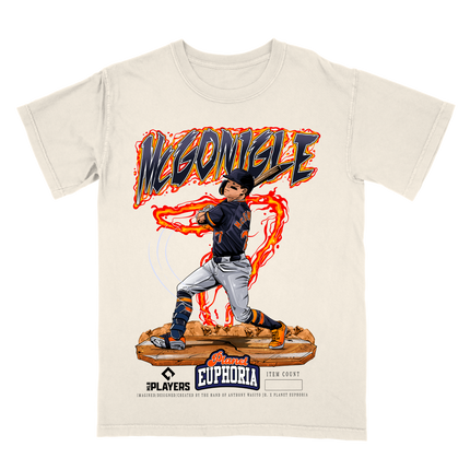 Kevin McGonigle Tigers graphic tee by Planet Euphoria in off-white, front view.