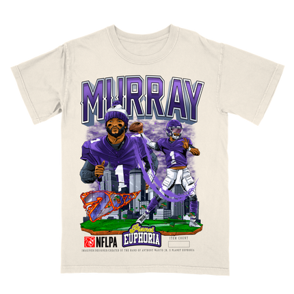 Kyler Murray Minnesota graphic tee V2 by Planet Euphoria in off-white, front view.