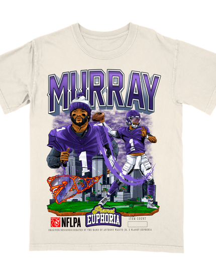 Kyler Murray Minnesota graphic tee V2 by Planet Euphoria in off-white, front view.