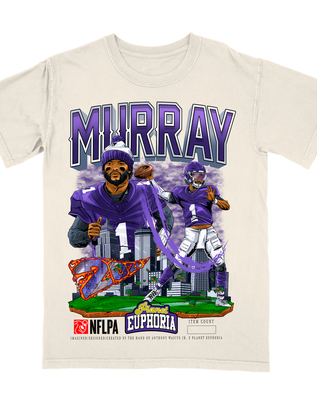 Kyler Murray Minnesota graphic tee V2 by Planet Euphoria in off-white, front view.