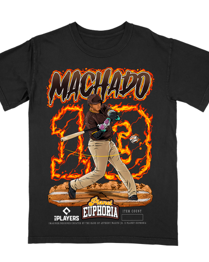 Manny Machado San Diego graphic tee by Planet Euphoria in black, front view.