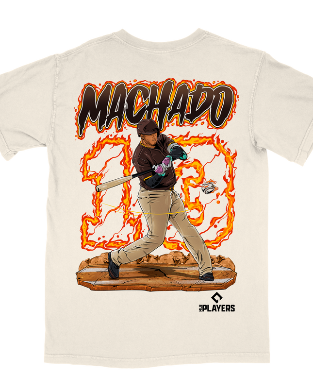 Manny Machado San Diego graphic tee by Planet Euphoria in off-white, back view.
