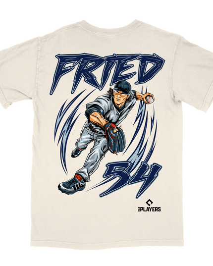 Max Fried baseball graphic tee by Planet Euphoria in white, back view.