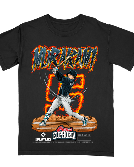 Munetaka Murakami Chicago White Sox baseball graphic t-shirt from Planet Euphoria, black shirt, front view
