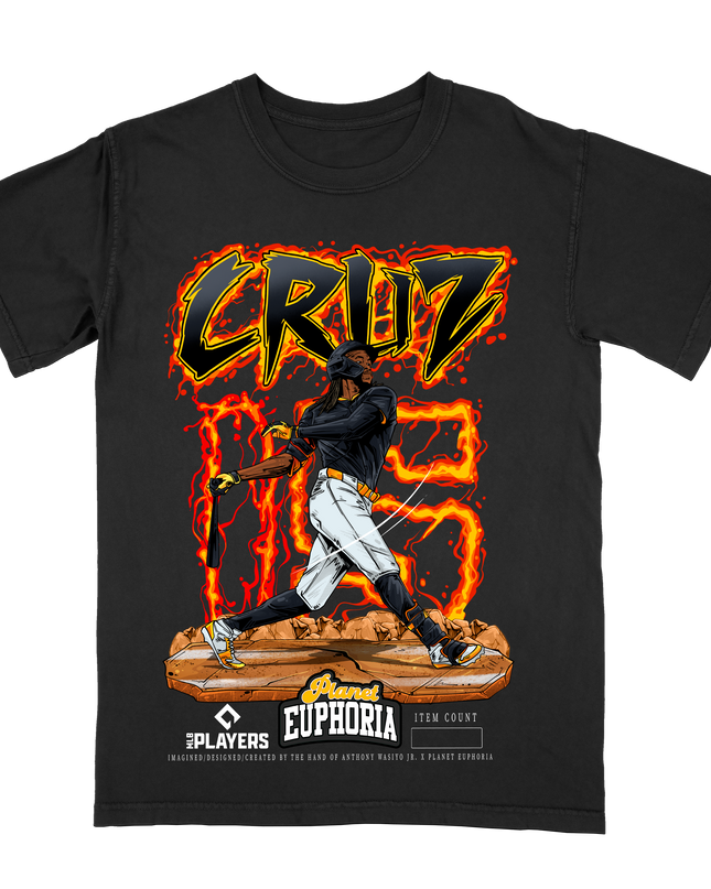 Oneil Cruz Pirates #15 graphic tee by Planet Euphoria in black, front view.