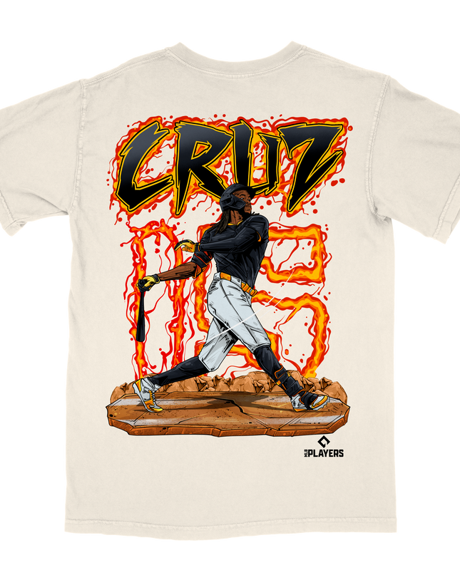 Oneil Cruz Pirates baseball graphic tee by Planet Euphoria in off-white, back view.
