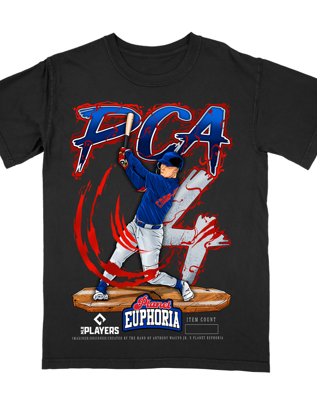 PCA Pete Crow-Armstrong Chicago MLBPA graphic tee by Planet Euphoria in black, front view.