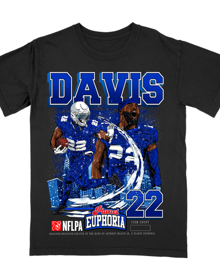 Ray Davis Buffalo Bills NFLPA graphic tee by Planet Euphoria in black, front view. 