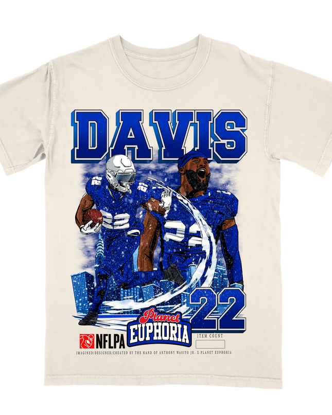 Ray Davis Buffalo Bills Player graphic tee by Planet Euphoria in off-white, front view.