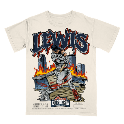 Royce Lewis Minnesota Twins graphic t-shirt by Planet Euphoria in off-white, front view.