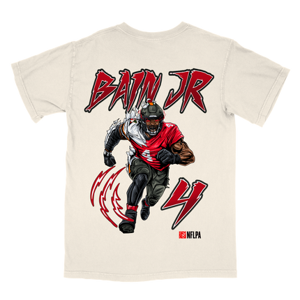 Rueben Bain Jr. Cincinnati Bengals football graphic t-shirt from Planet Euphoria, off-white shirt, back view