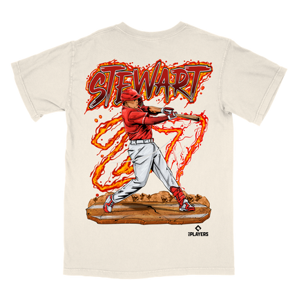 Sal Stewart Cincinnati Reds #27 graphic tee by Planet Euphoria in off-white, back view.